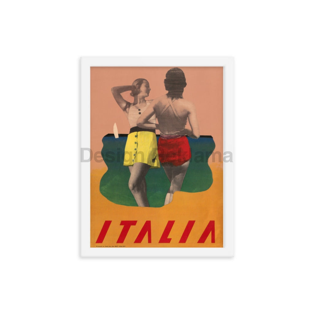 Italian Beaches - Travel in Italy, 1934. Framed Vintage Travel Poster Vintage Travel Poster Design Reklama
