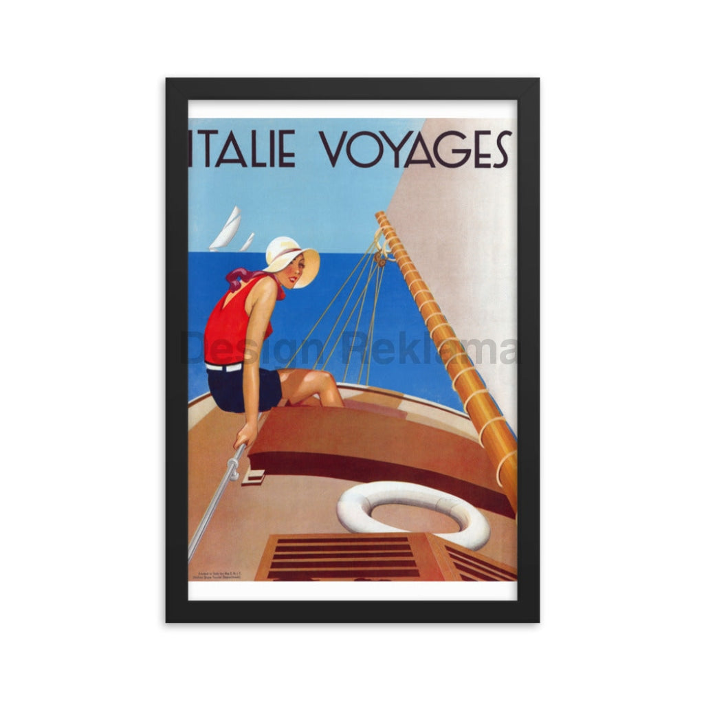 Italian Sailing - Travel in Italy, 1934. Framed Vintage Travel Poster Vintage Travel Poster Design Reklama