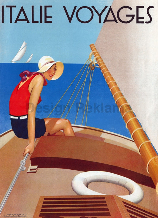 Italian Sailing - Travel in Italy, 1934. Unframed Vintage Travel Poster Vintage Travel Poster Design Reklama