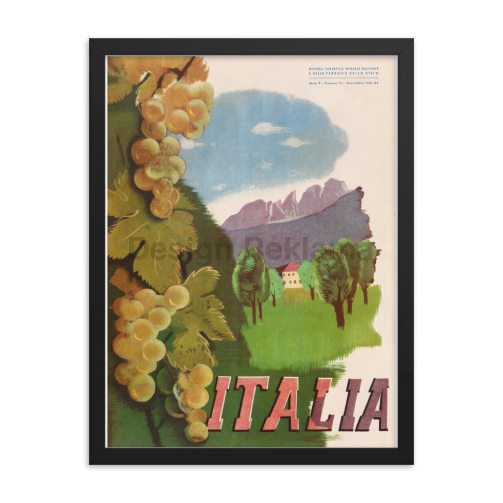 Italian Wine - Travel in Italy, 1937. Framed Vintage Travel Poster Vintage Travel Poster Design Reklama