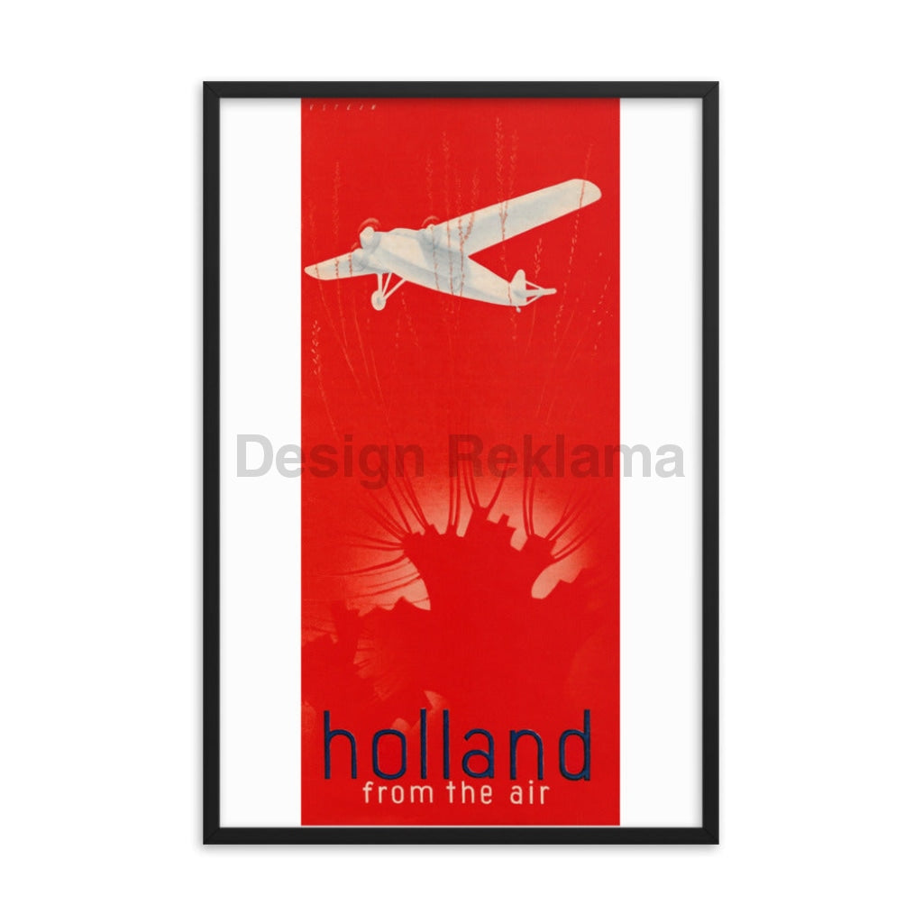 KLM Royal Dutch Airways Holland From the Air, circa 1935. Framed Vintage Travel Poster Vintage Travel Poster Design Reklama