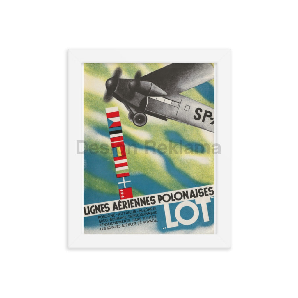 LOT Polish Airlines, 1935. Framed Vintage Travel Poster Vintage Travel Poster Design Reklama