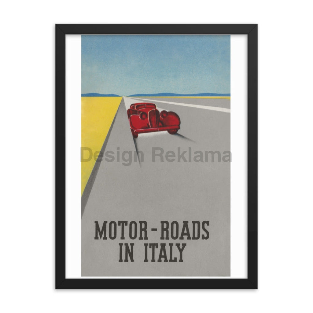 Motor-Roads in Italy, 1933. Framed Vintage Travel Poster Vintage Travel Poster Design Reklama