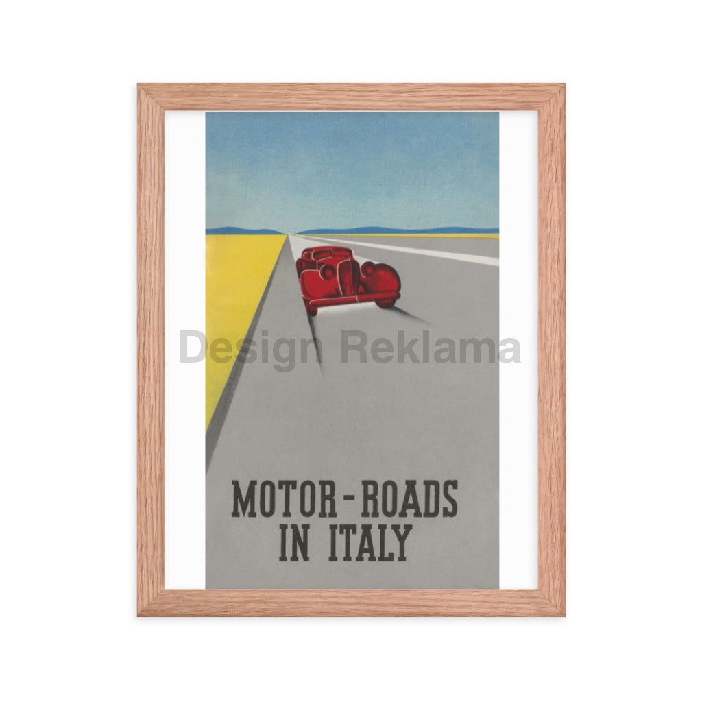Motor-Roads in Italy, 1933. Framed Vintage Travel Poster Vintage Travel Poster Design Reklama