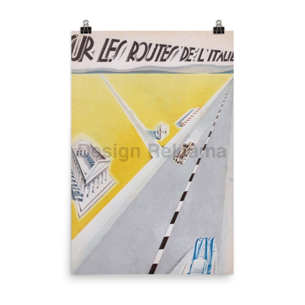 On the Roads of Italy, 1933. Unframed Vintage Travel Poster Vintage Travel Poster Design Reklama