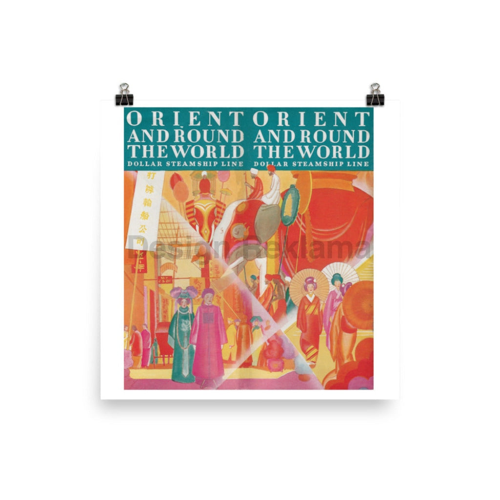 Orient Around The World Dollar Steamship Line, 1930. Unframed Vintage Travel Poster Vintage Travel Poster Design Reklama
