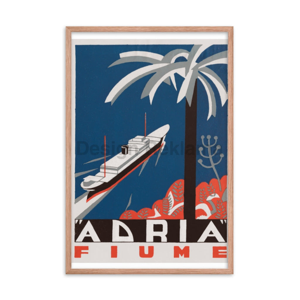 Steamship Adria to Fiume, 1936. Framed Vintage Travel Poster Vintage Travel Poster Design Reklama