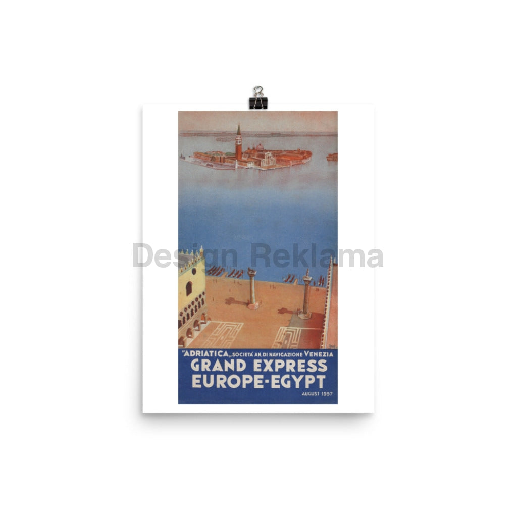 Steamship Adriatica Societe an di Navigazione Venezia Grand Express Europe Egypt V2 1937. Unframed Vintage Travel Poster. Vintage Travel Poster Design Reklama