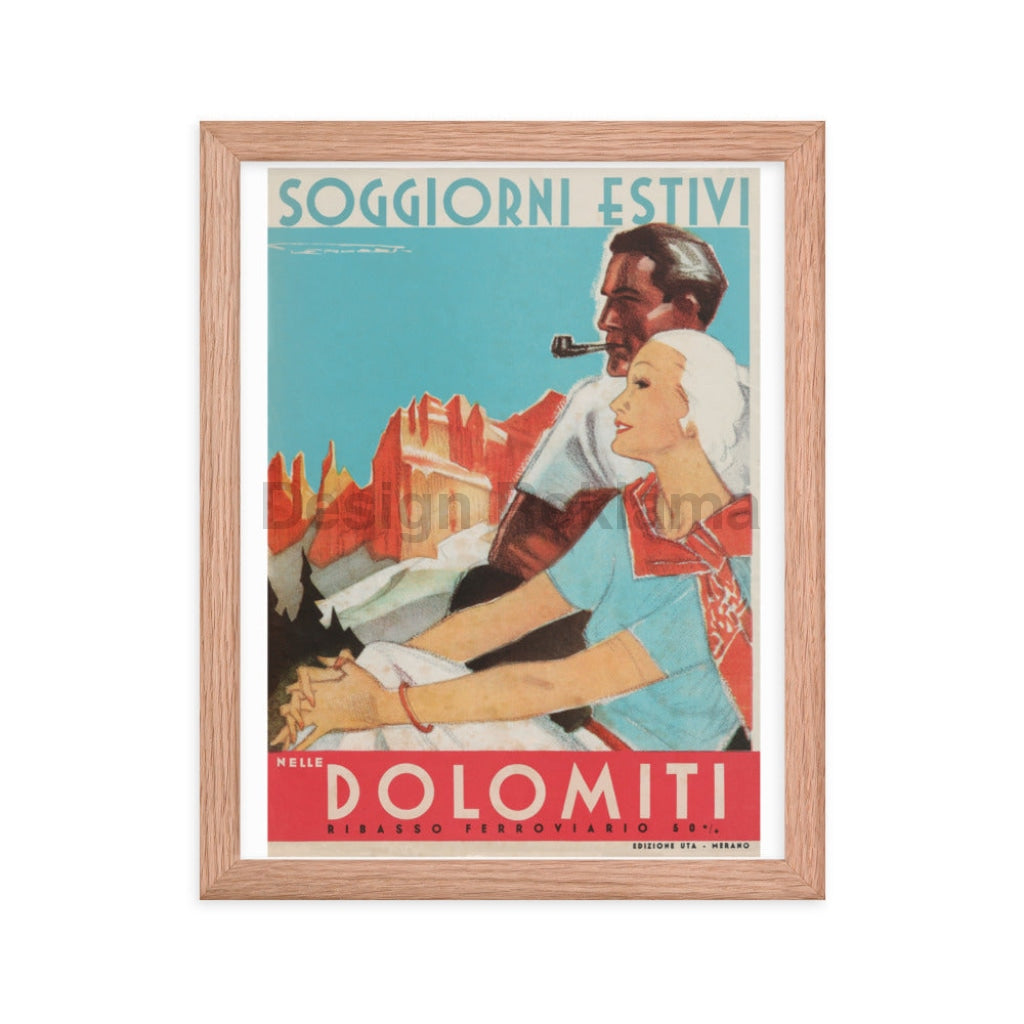 Summer Stays in the Dolomites, Italy circa 1933. Framed Vintage Travel Poster Vintage Travel Poster Design Reklama