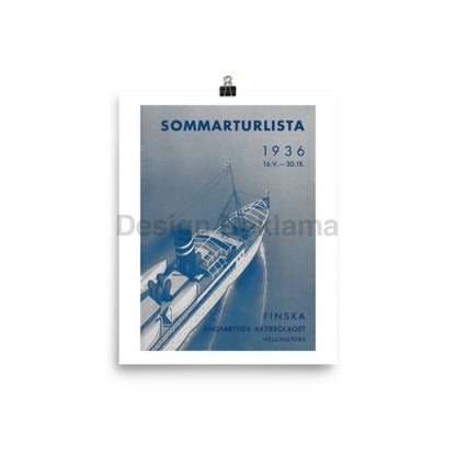 Summer Tours 1936. Finnish Steamship Company Helsinki. Unframed Vintage Travel Poster. Vintage Travel Poster Design Reklama