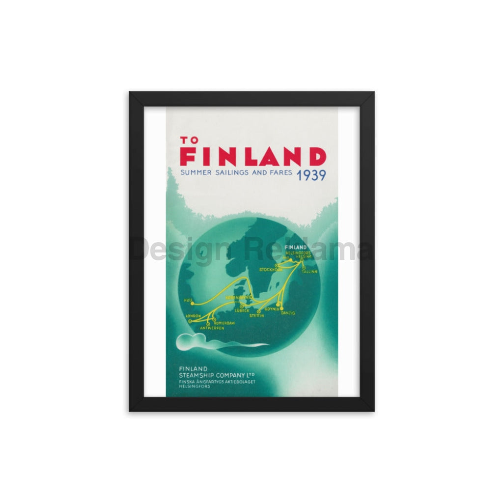 To Finland - Summer Sailings and Fares, 1939. From the Finland Steamship Company Ltd. Framed Vintage Travel Poster Vintage Travel Poster Design Reklama