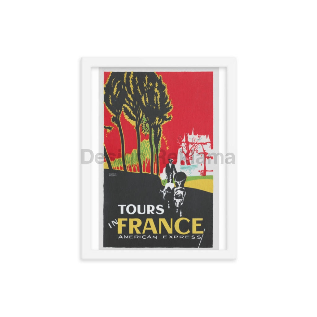 Tours Of France 1932 by American Express. Framed Vintage Travel Poster Vintage Travel Poster Design Reklama