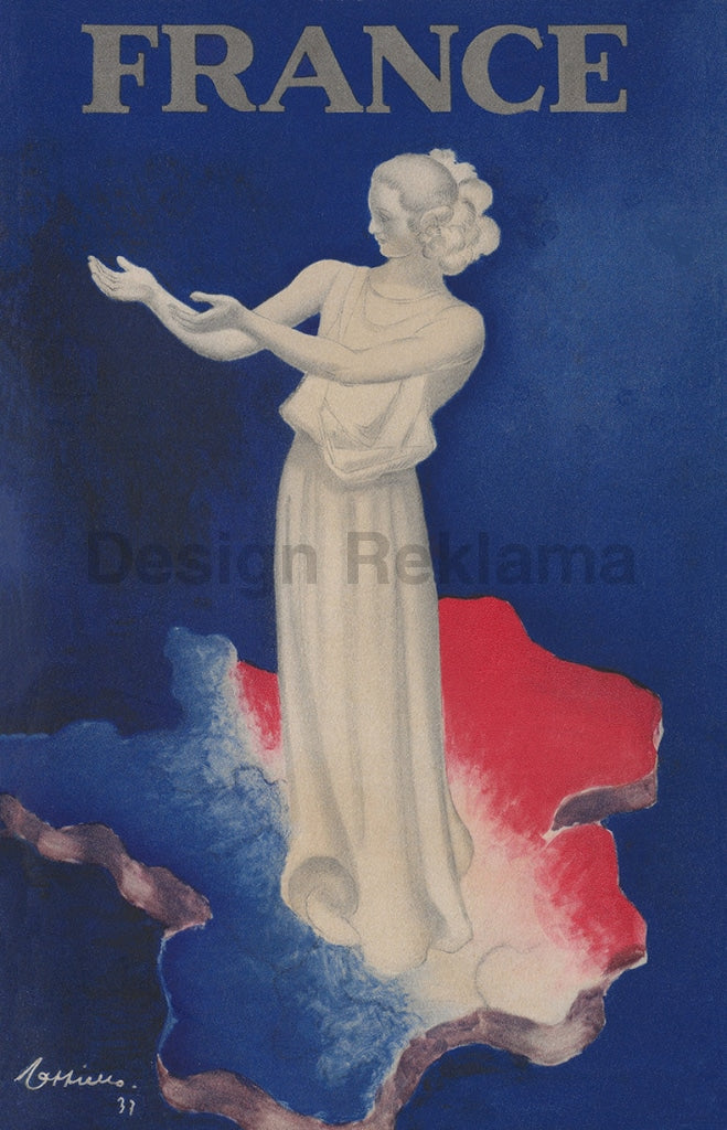 Visit France 1937. Unframed Vintage Travel Poster Vintage Travel Poster Design Reklama